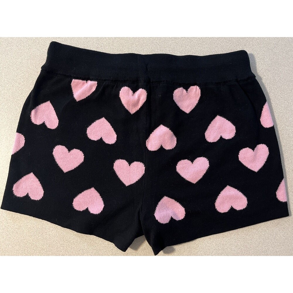 BEACH RIOT Balboa Knit Shorts Black Baby Pink Hearts NEW Size Small - Picture 2 of 4